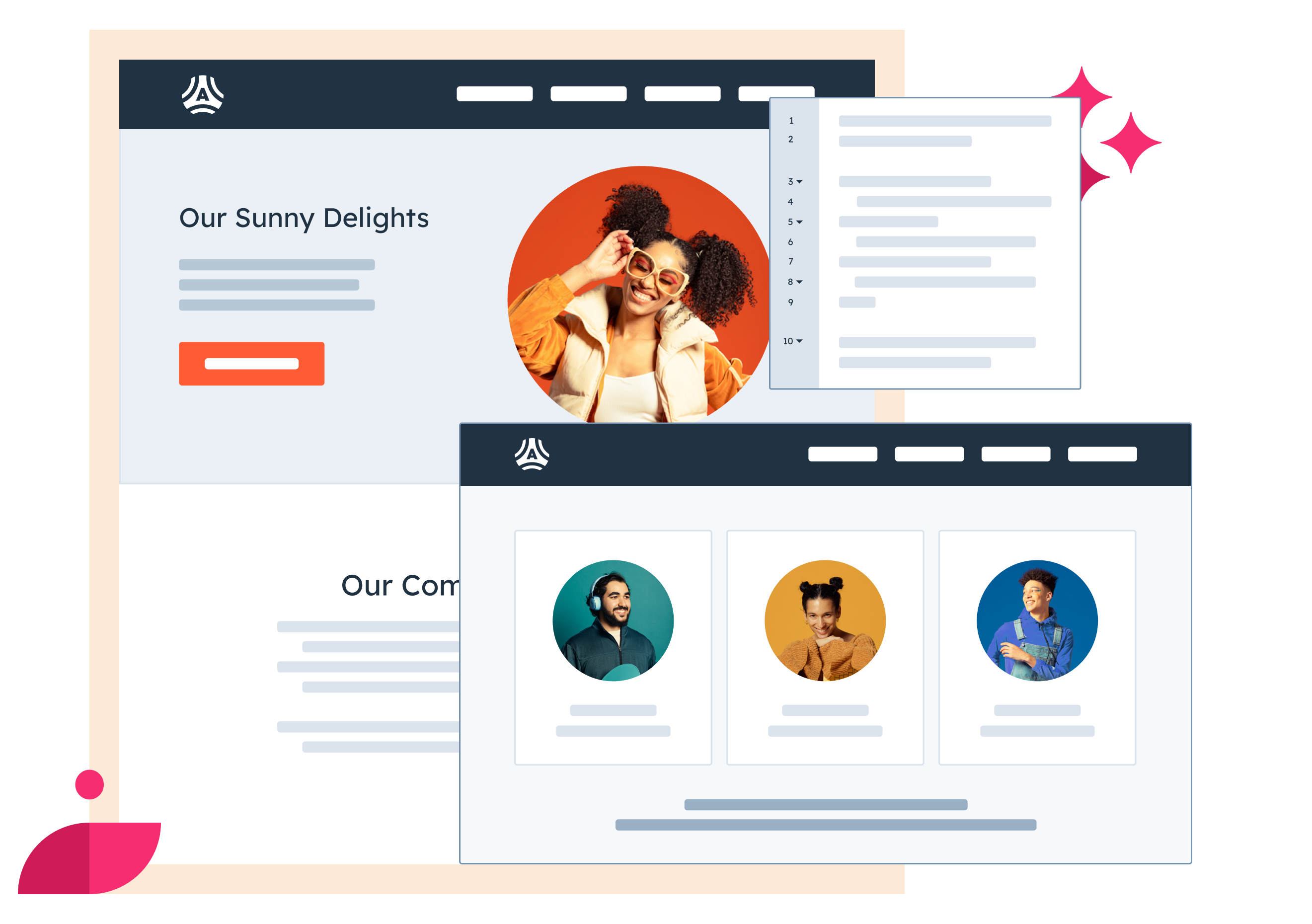 CMS Hub Website templates with frame